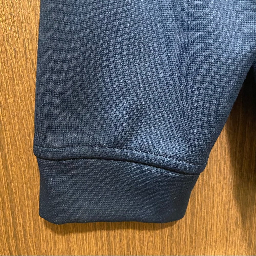 Under Armour Navy Fleece Hoodie Size Large Pullover Sweatshirt Loose Coldgear - Picture 6 of 17